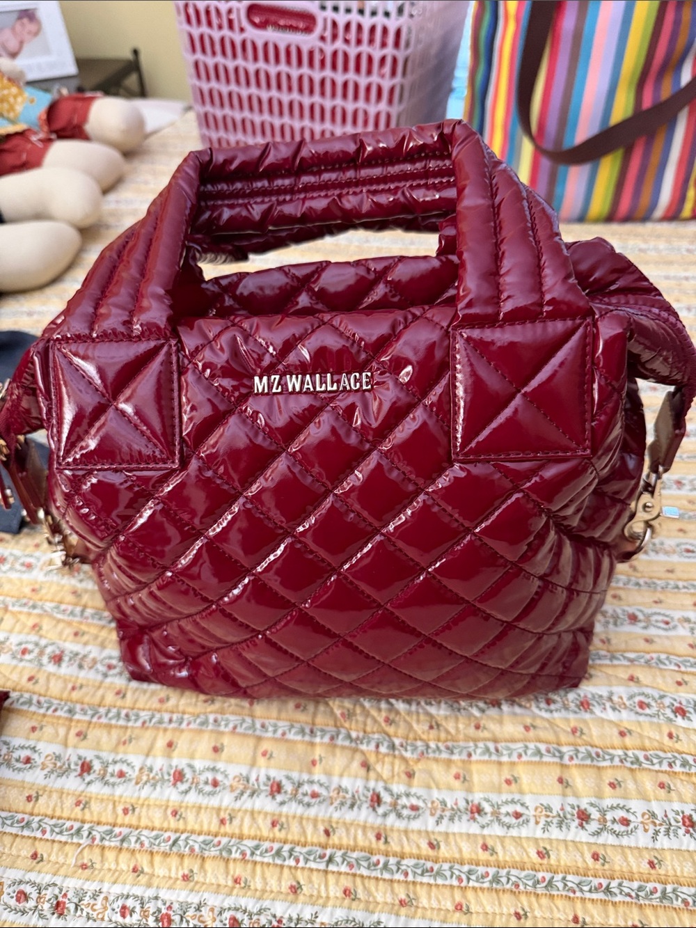 MZ Wallace cranberry lacquer Small Sutton